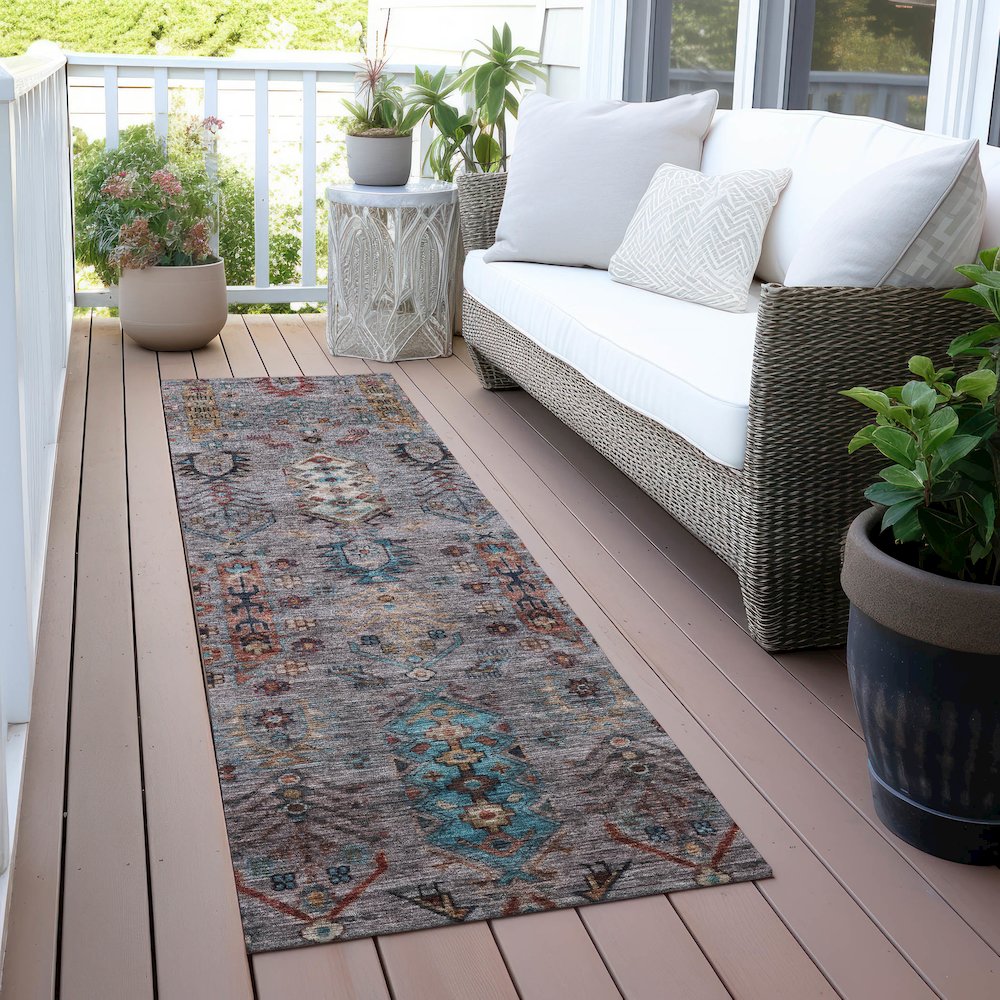 Machine Washable Indoor/Outdoor Chantille ACN2047 Gray 2'3" x 7'6" Runner Rug. Picture 6