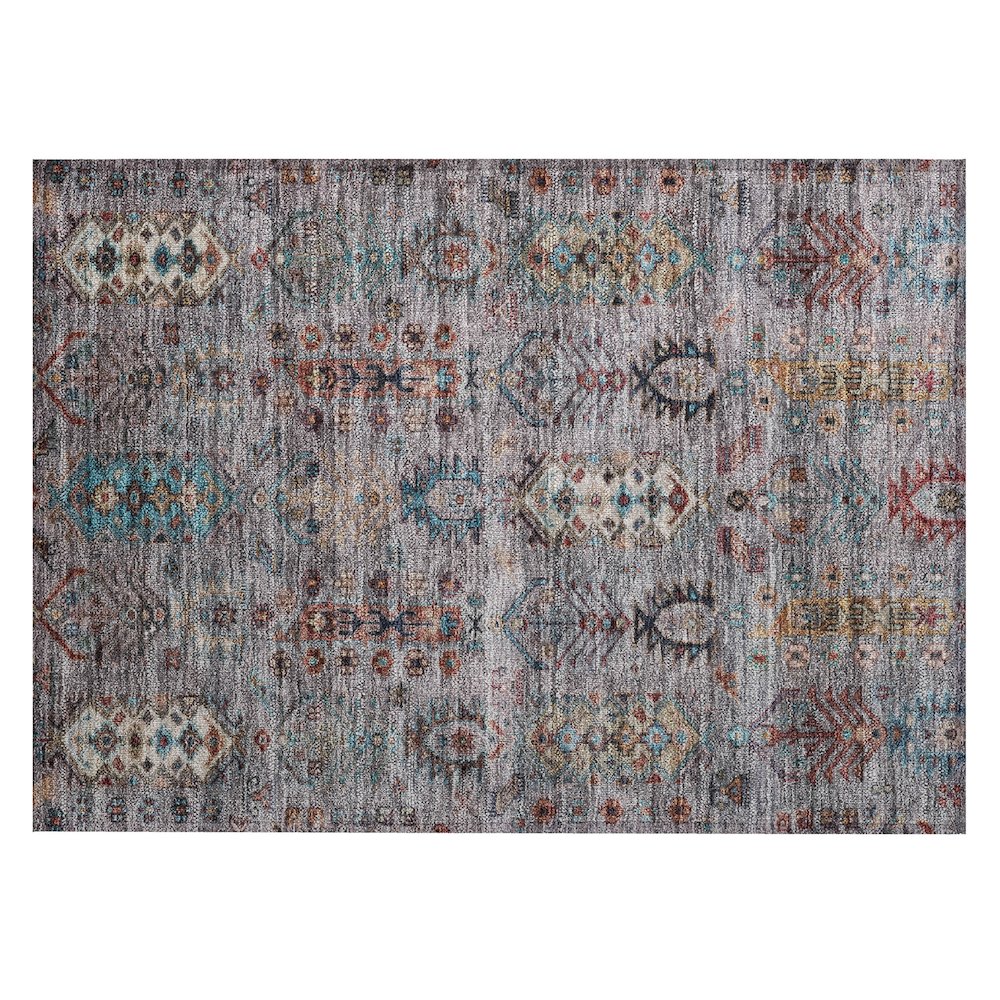 Machine Washable Indoor/Outdoor Chantille ACN2047 Gray 1'8" x 2'6" Rug. Picture 1