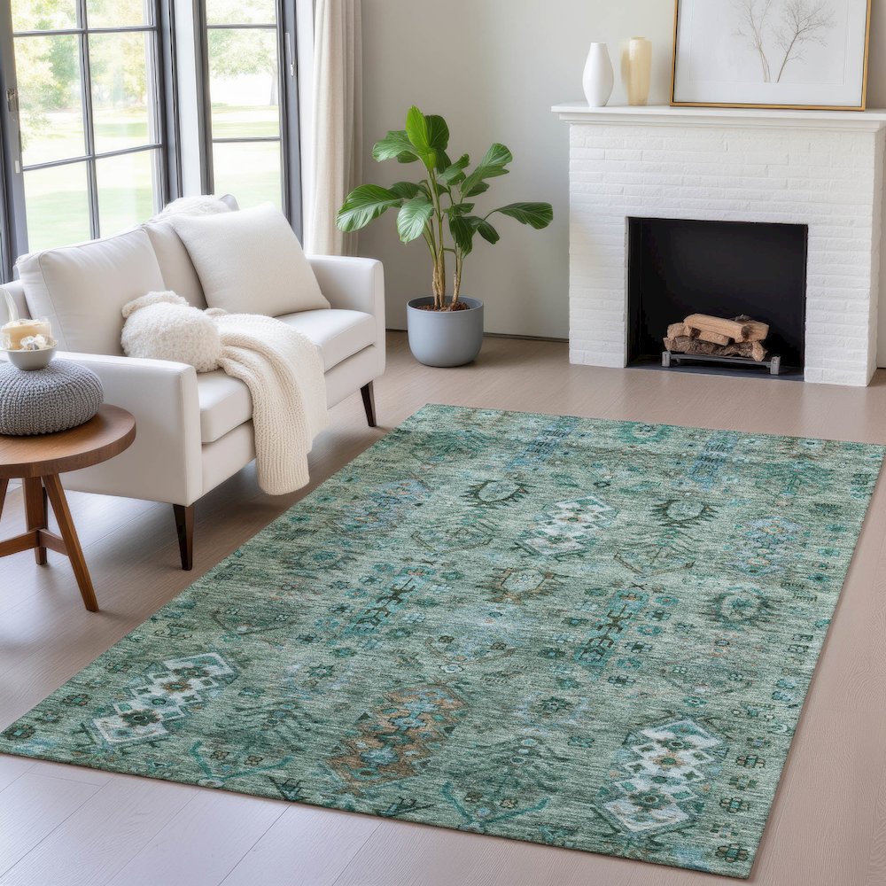 Machine Washable Indoor/Outdoor Chantille ACN2047 Green 2'6" x 3'10" Rug. Picture 5
