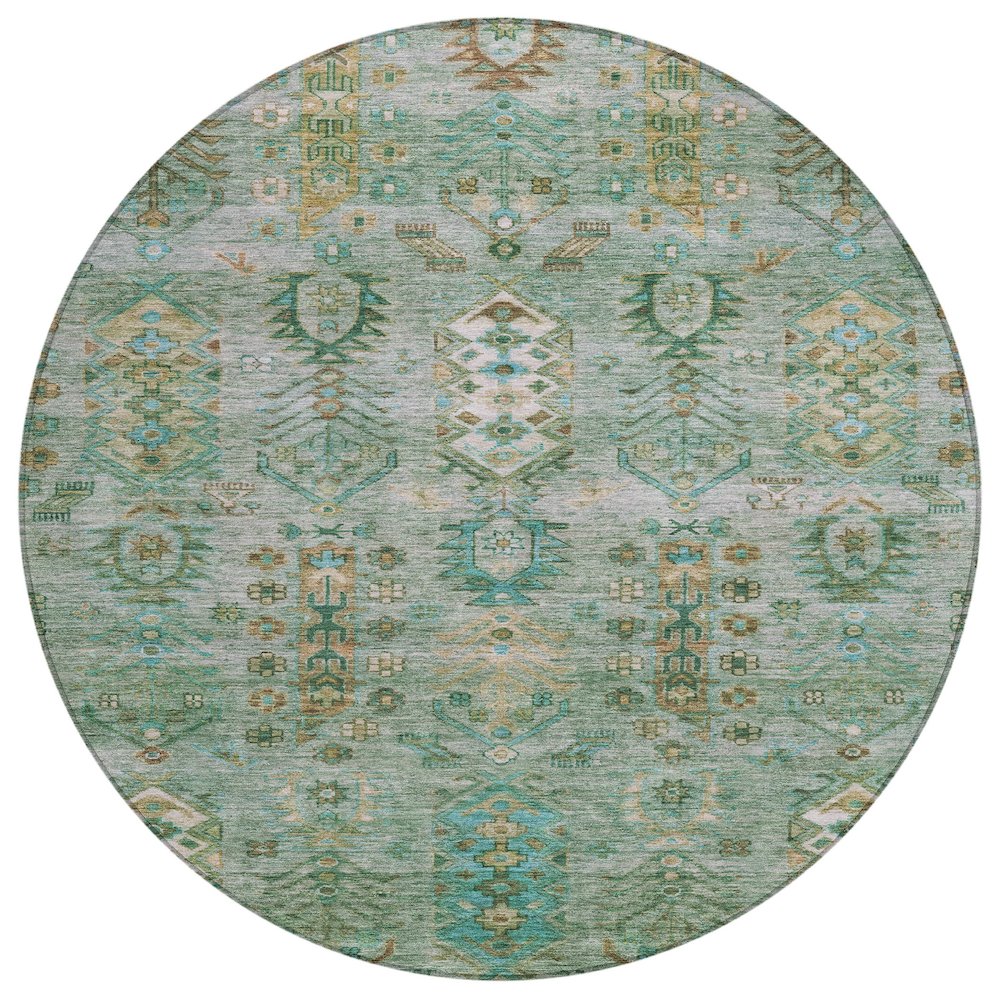 Machine Washable Indoor/Outdoor Chantille ACN2047 Sage 8' x 8' Round Rug. Picture 1