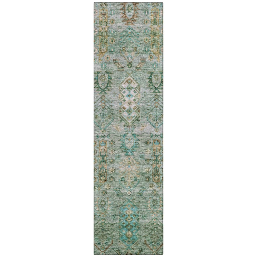 Machine Washable Indoor/Outdoor Chantille ACN2047 Sage 2'3" x 7'6" Runner Rug. Picture 1