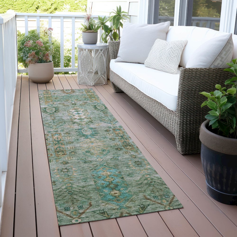 Machine Washable Indoor/Outdoor Chantille ACN2047 Sage 2'3" x 7'6" Runner Rug. Picture 6