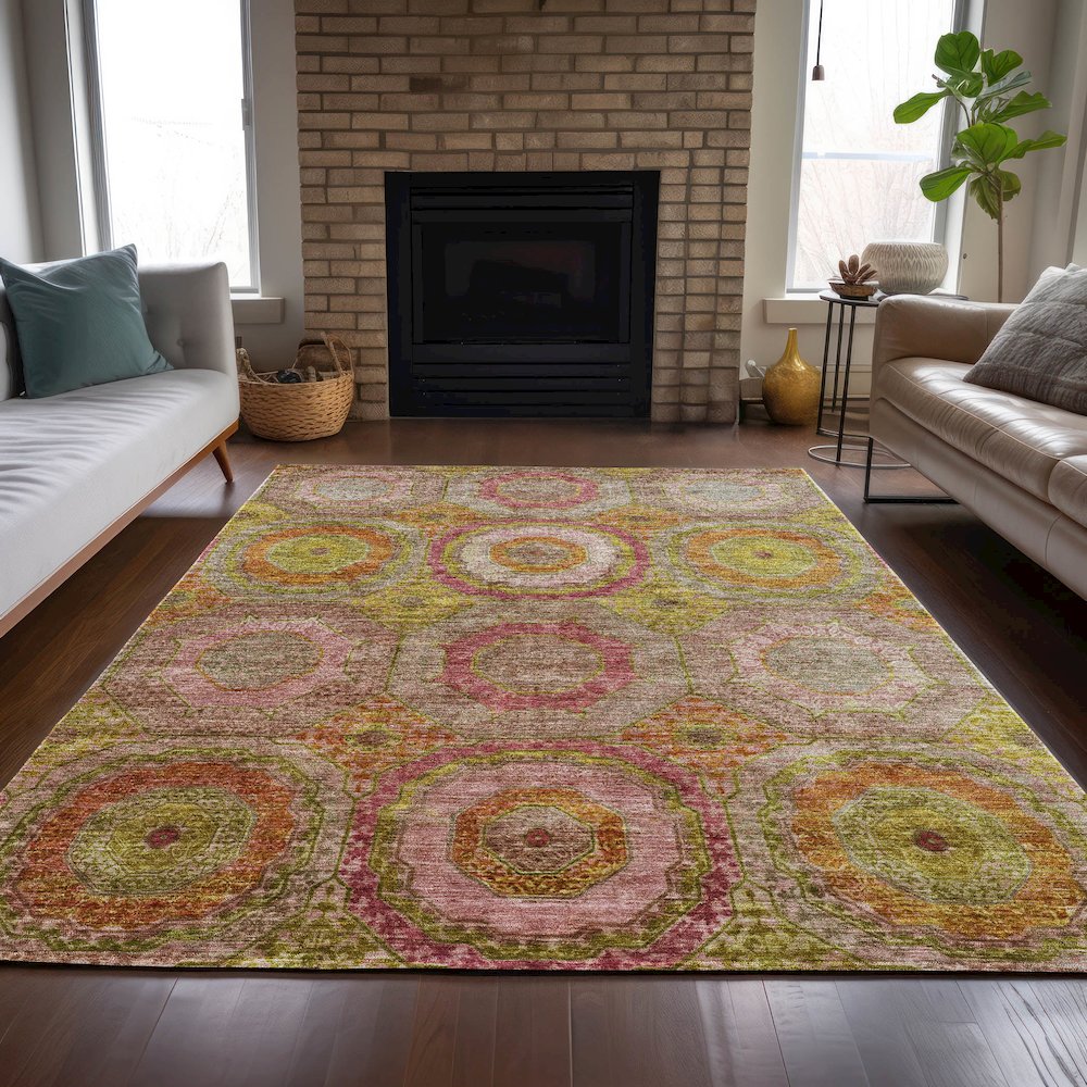 Machine Washable Indoor/Outdoor Chantille ACN2049 Orange 2'6" x 3'10" Rug. Picture 6