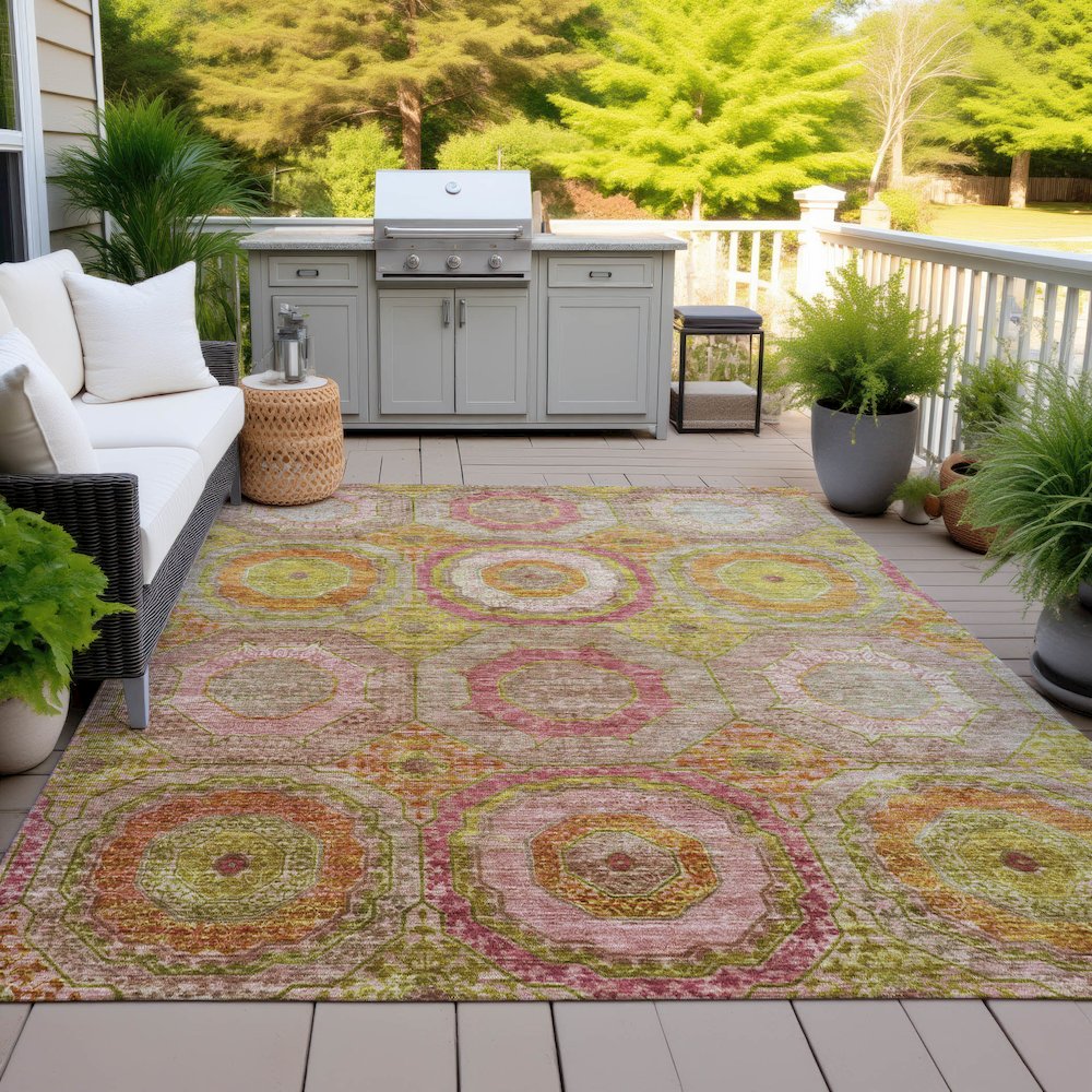 Machine Washable Indoor/Outdoor Chantille ACN2049 Orange 2'6" x 3'10" Rug. Picture 7