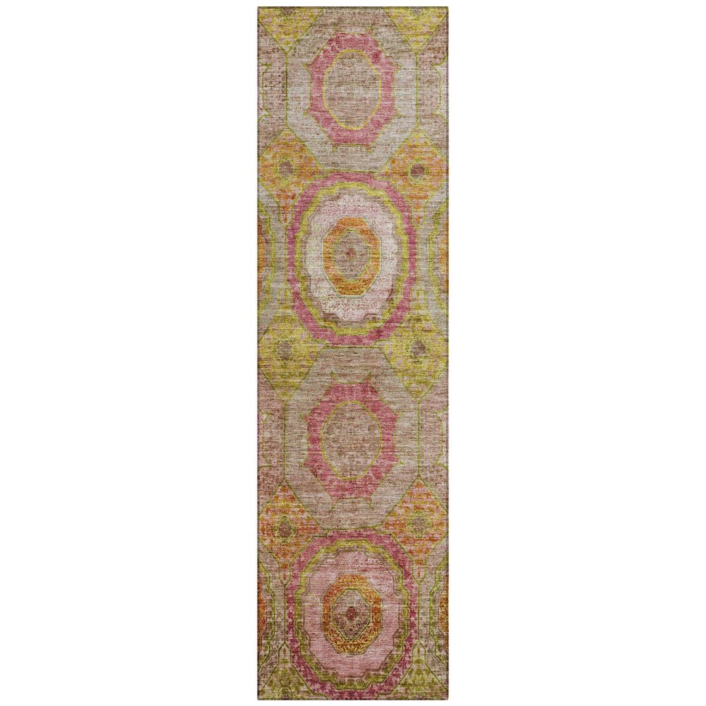 Machine Washable Indoor/Outdoor Chantille ACN2049 Orange 2'3" x 7'6" Runner Rug. Picture 1
