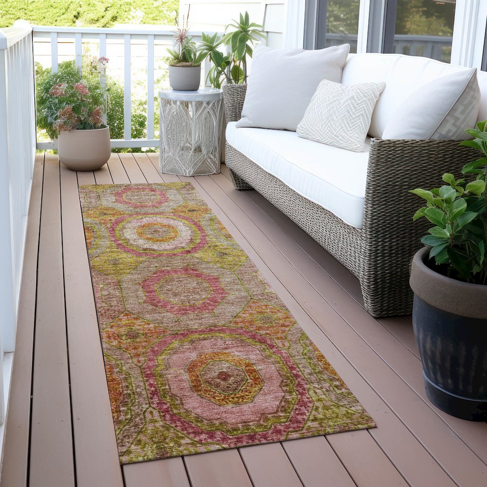 Machine Washable Indoor/Outdoor Chantille ACN2049 Orange 2'3" x 7'6" Runner Rug. Picture 6