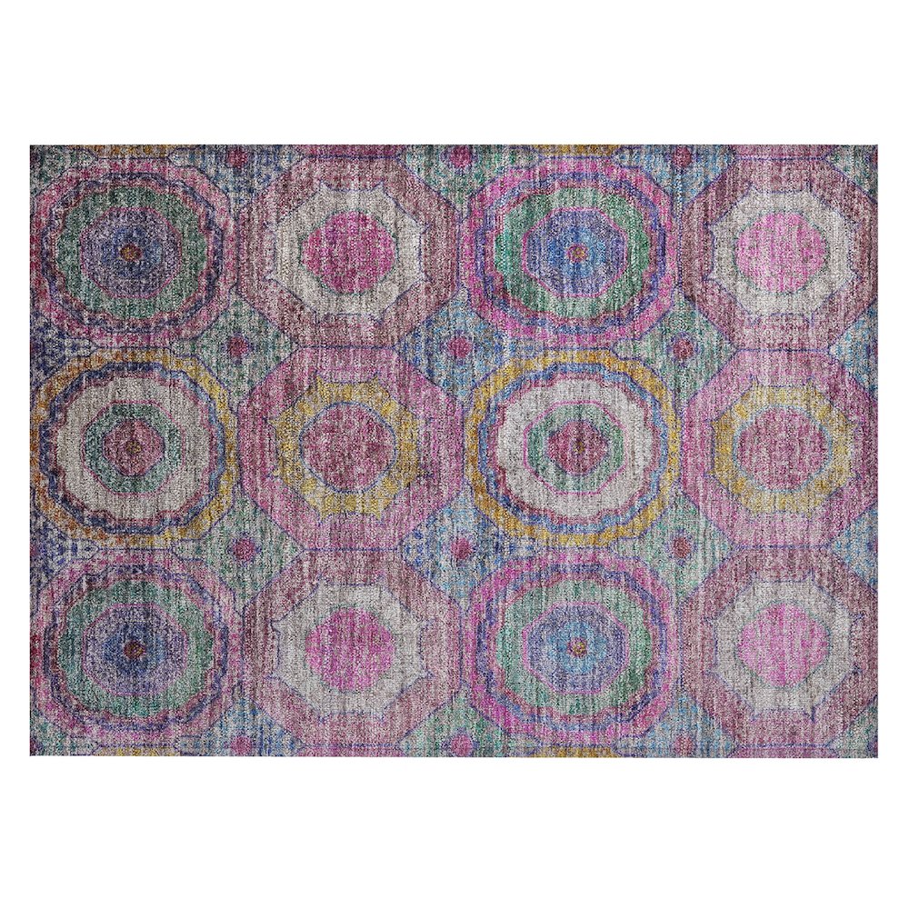 Machine Washable Indoor/Outdoor Chantille ACN2049 Pink 1'8" x 2'6" Rug. Picture 1