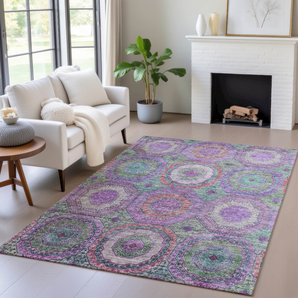 Machine Washable Indoor/Outdoor Chantille ACN2049 Purple 2'6" x 3'10" Rug. Picture 5