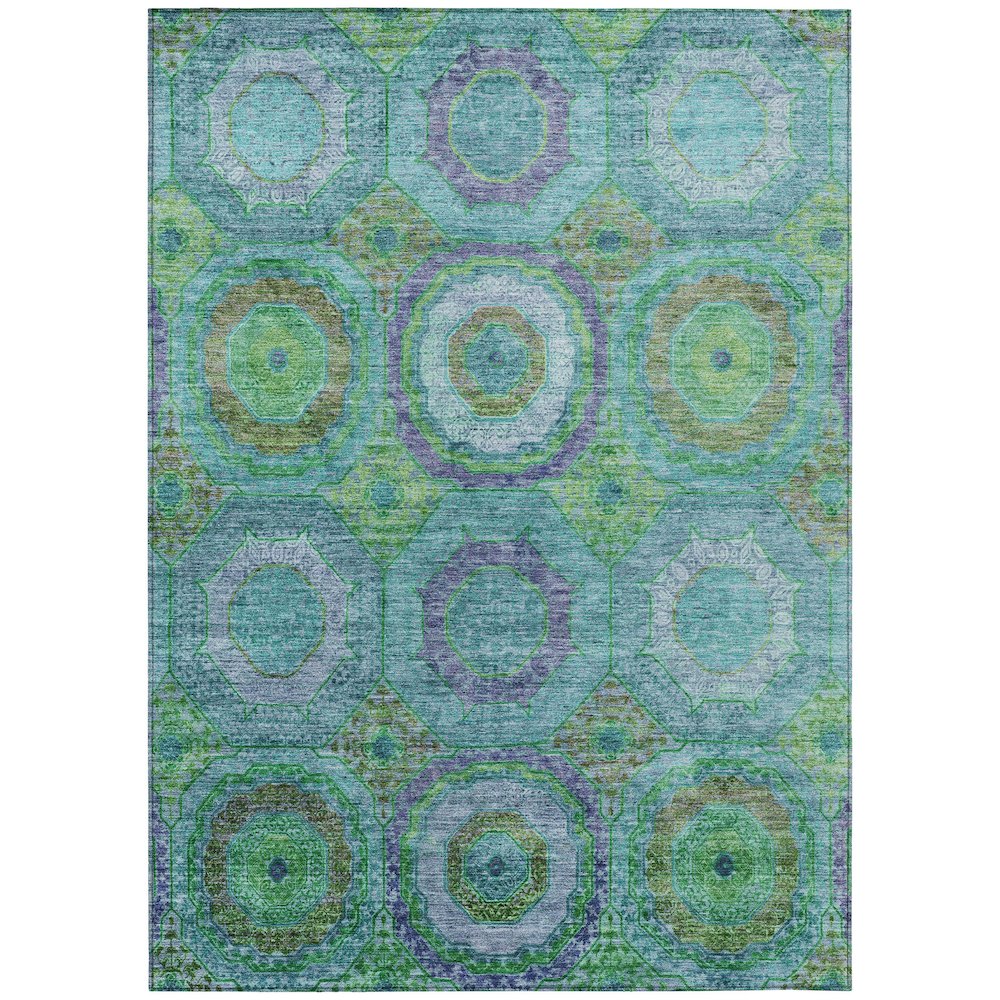 Machine Washable Indoor/Outdoor Chantille ACN2049 Teal 2'6" x 3'10" Rug. Picture 1
