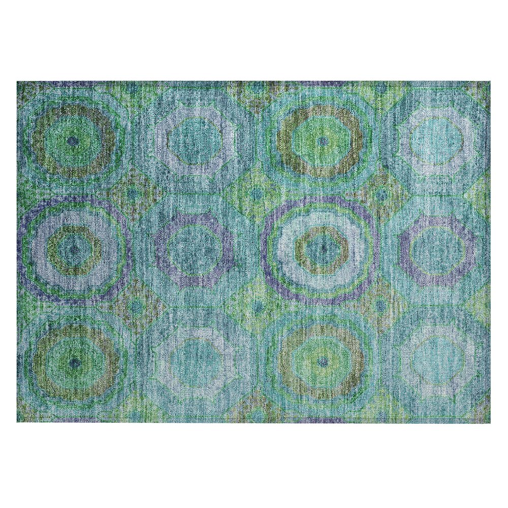 Machine Washable Indoor/Outdoor Chantille ACN2049 Teal 1'8" x 2'6" Rug. Picture 1