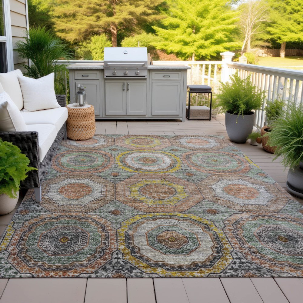 Machine Washable Indoor/Outdoor Chantille ACN2050 Sage 2'6" x 3'10" Rug. Picture 7