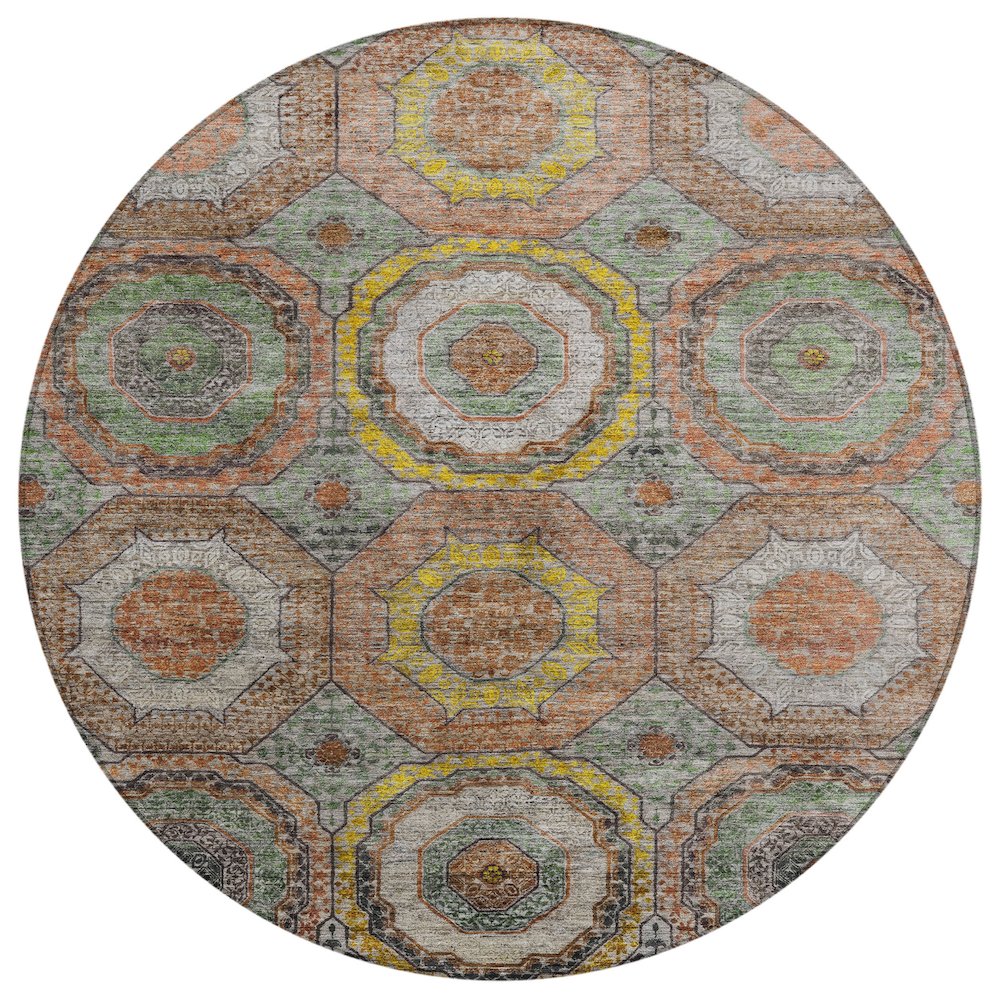 Machine Washable Indoor/Outdoor Chantille ACN2050 Sage 8' x 8' Round Rug. Picture 1