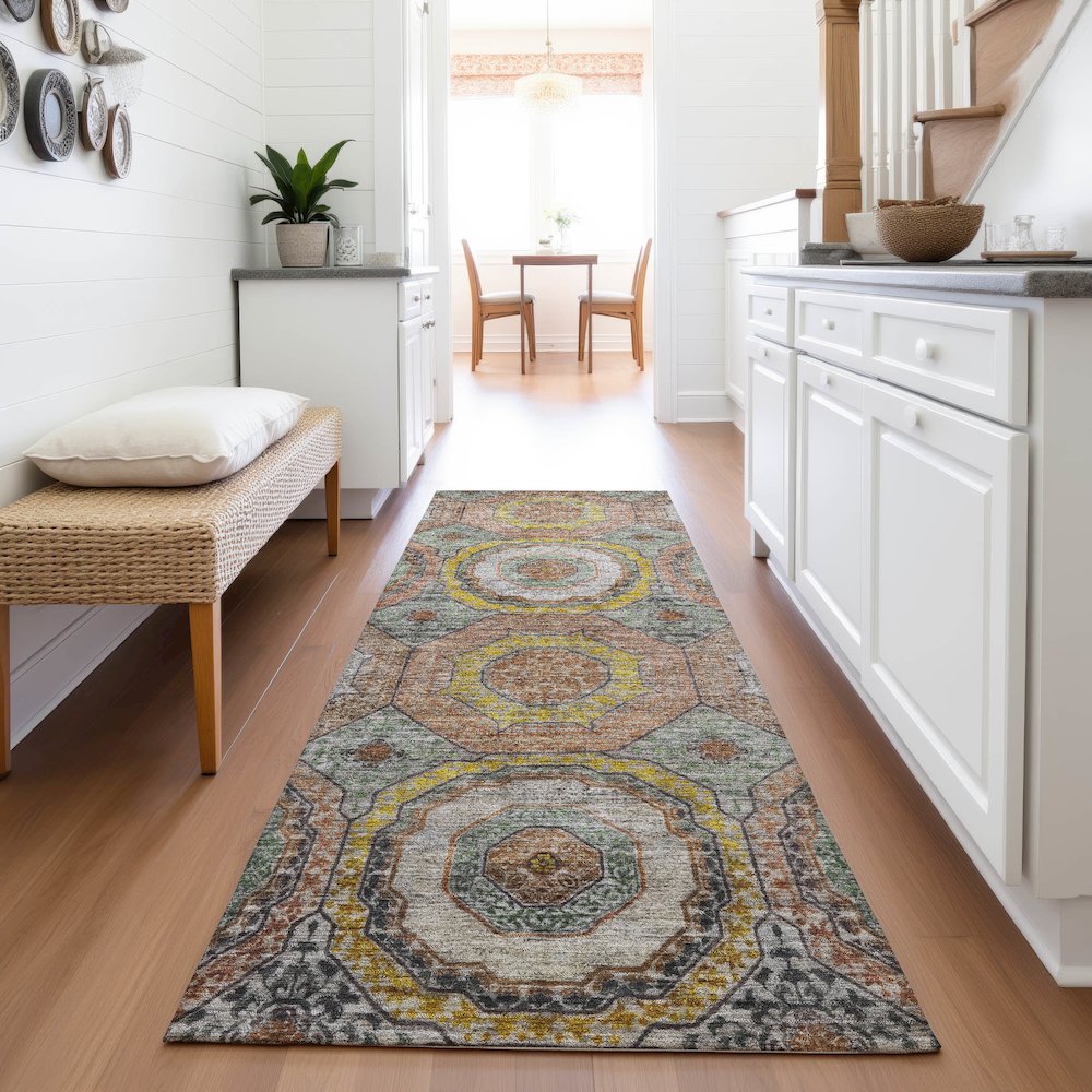Machine Washable Indoor/Outdoor Chantille ACN2050 Sage 2'3" x 7'6" Runner Rug. Picture 5