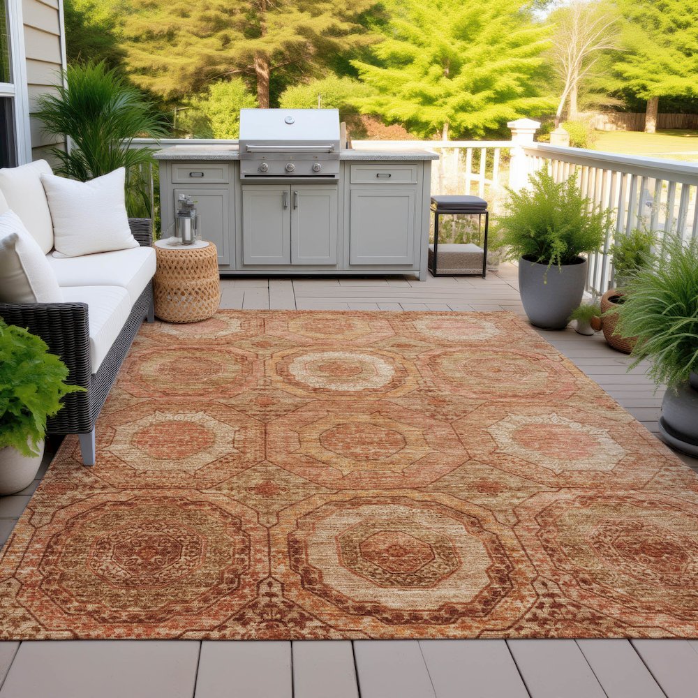 Machine Washable Indoor/Outdoor Chantille ACN2050 Terracotta 2'6" x 3'10" Rug. Picture 7