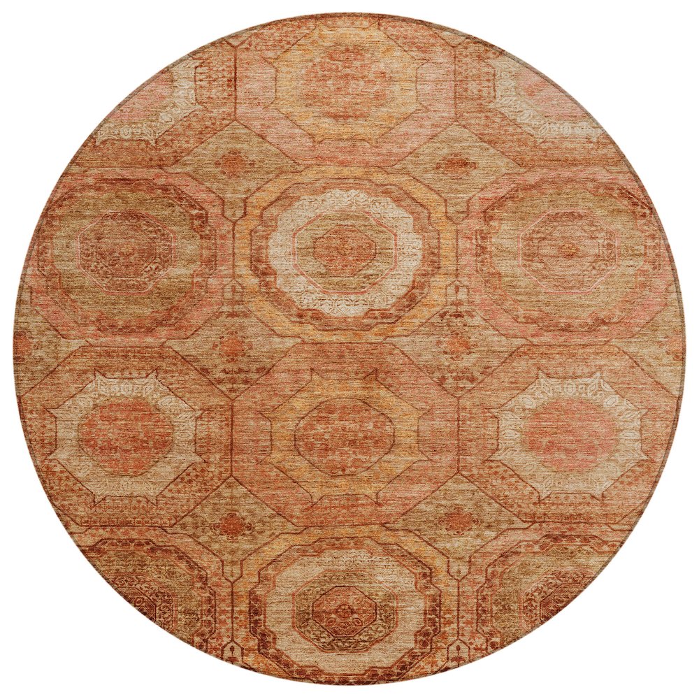 Machine Washable Indoor/Outdoor Chantille ACN2050 Terracotta 8' x 8' Round Rug. Picture 1