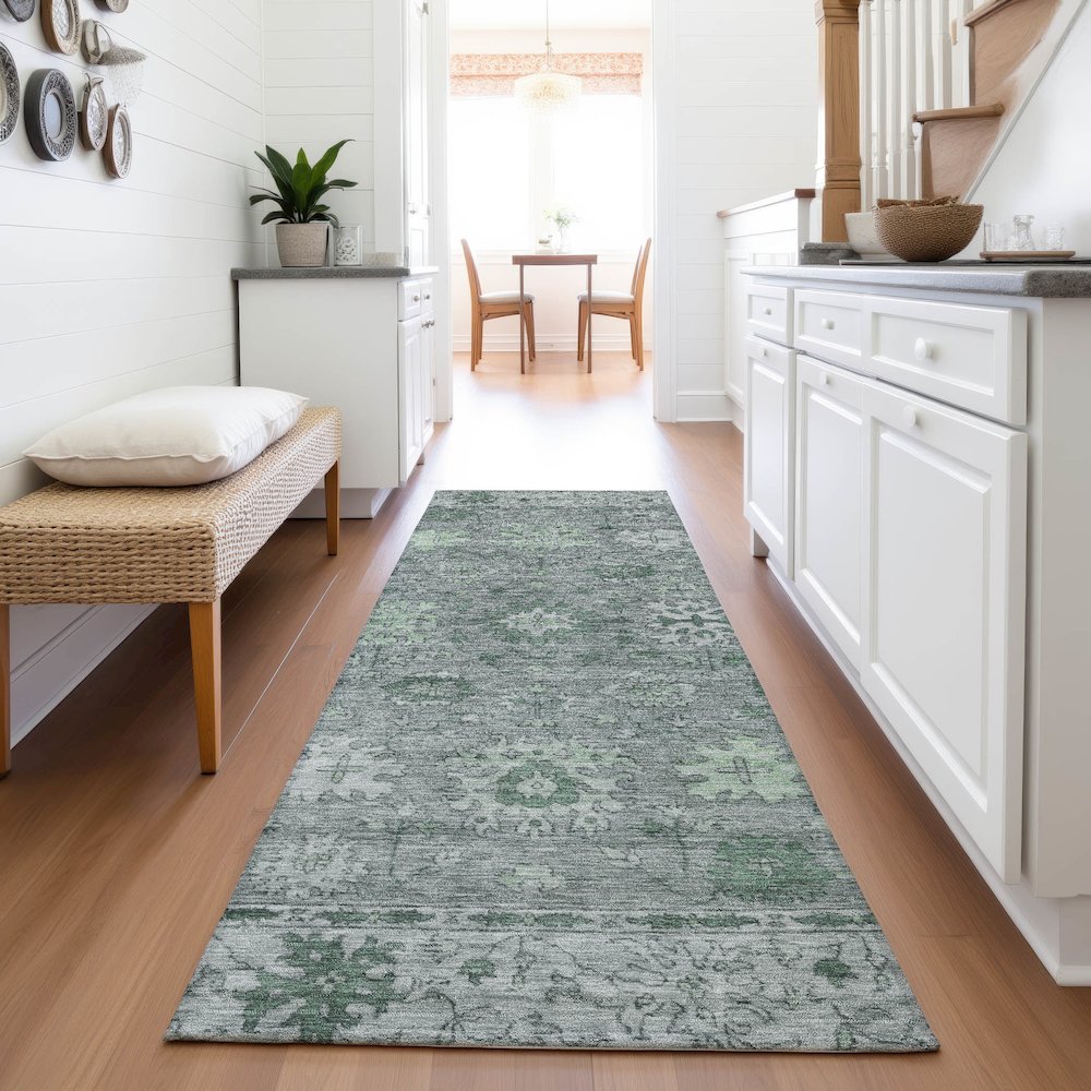 Machine Washable Indoor/Outdoor Chantille ACN2051 Aloe 2'3" x 7'6" Runner Rug. Picture 5
