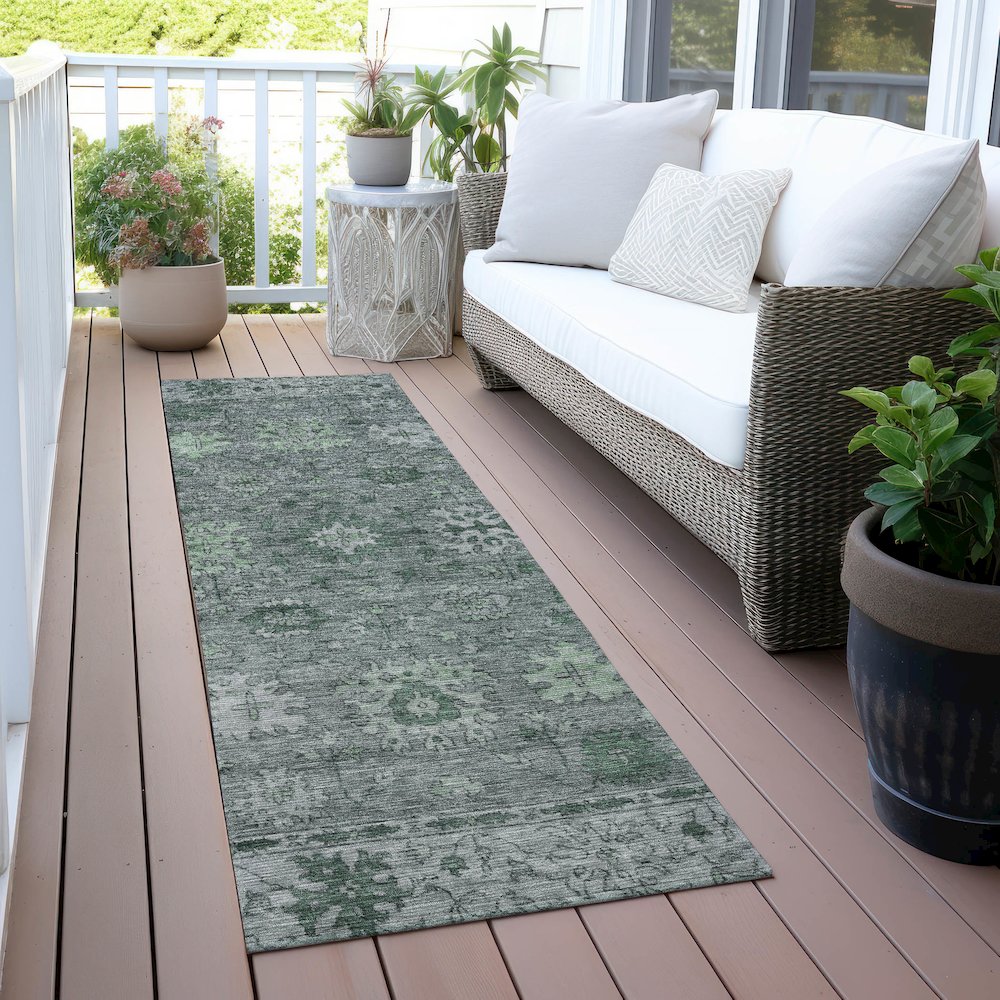 Machine Washable Indoor/Outdoor Chantille ACN2051 Aloe 2'3" x 7'6" Runner Rug. Picture 6
