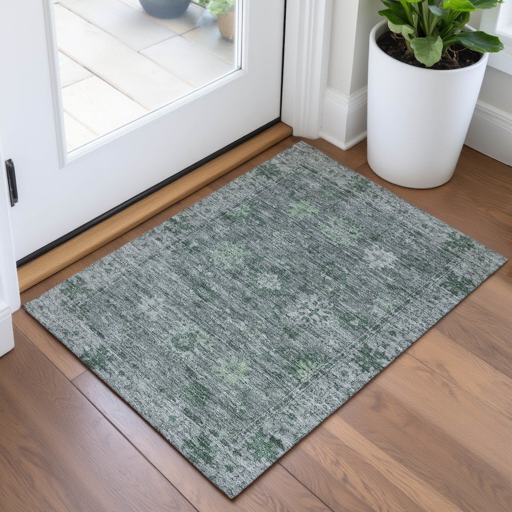 Machine Washable Indoor/Outdoor Chantille ACN2051 Aloe 1'8" x 2'6" Rug. Picture 5