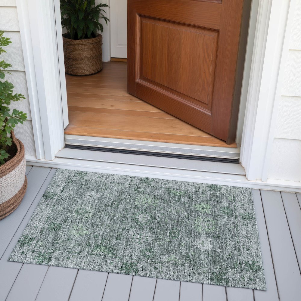Machine Washable Indoor/Outdoor Chantille ACN2051 Aloe 1'8" x 2'6" Rug. Picture 6