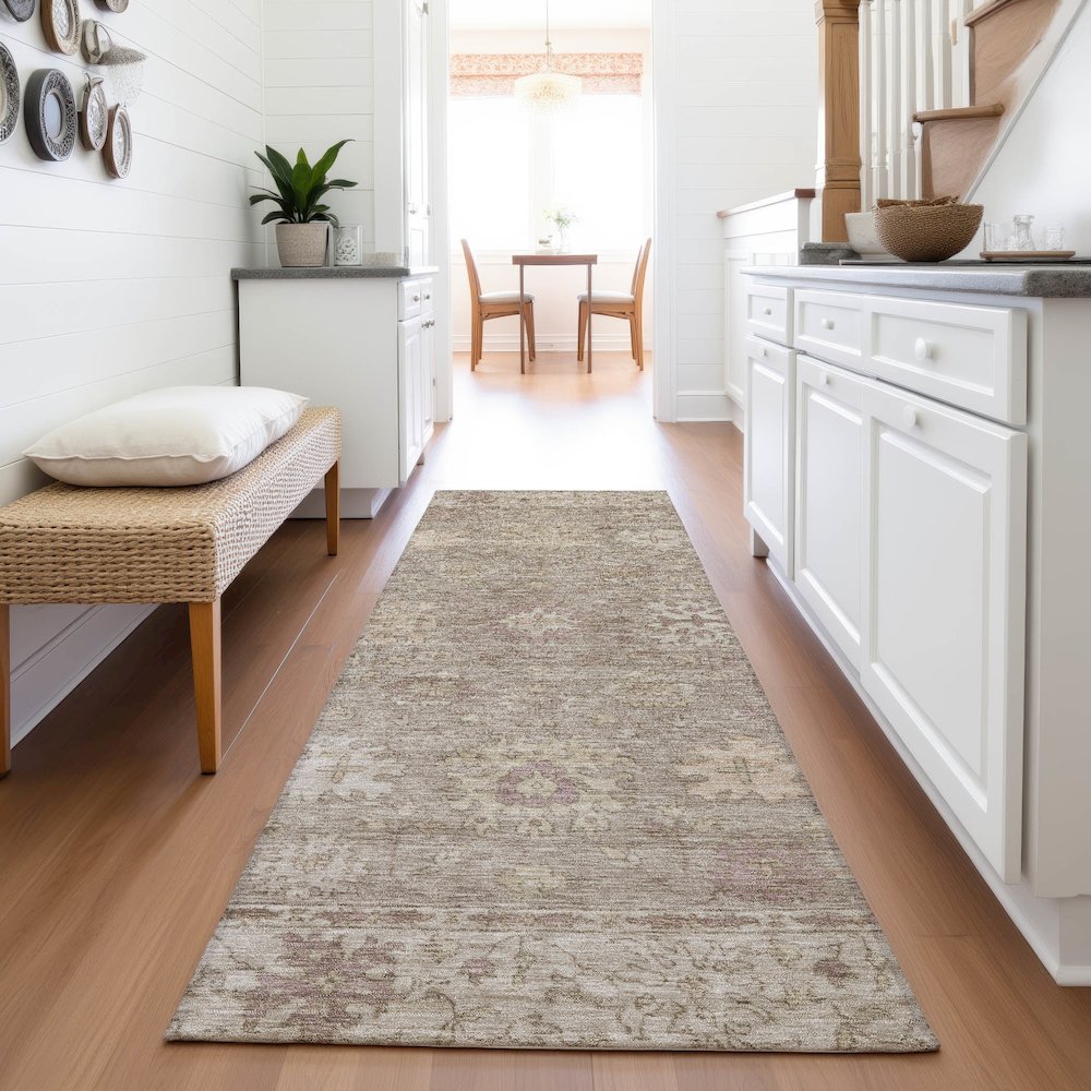 Machine Washable Indoor/Outdoor Chantille ACN2051 Khaki 2'3" x 7'6" Runner Rug. Picture 5