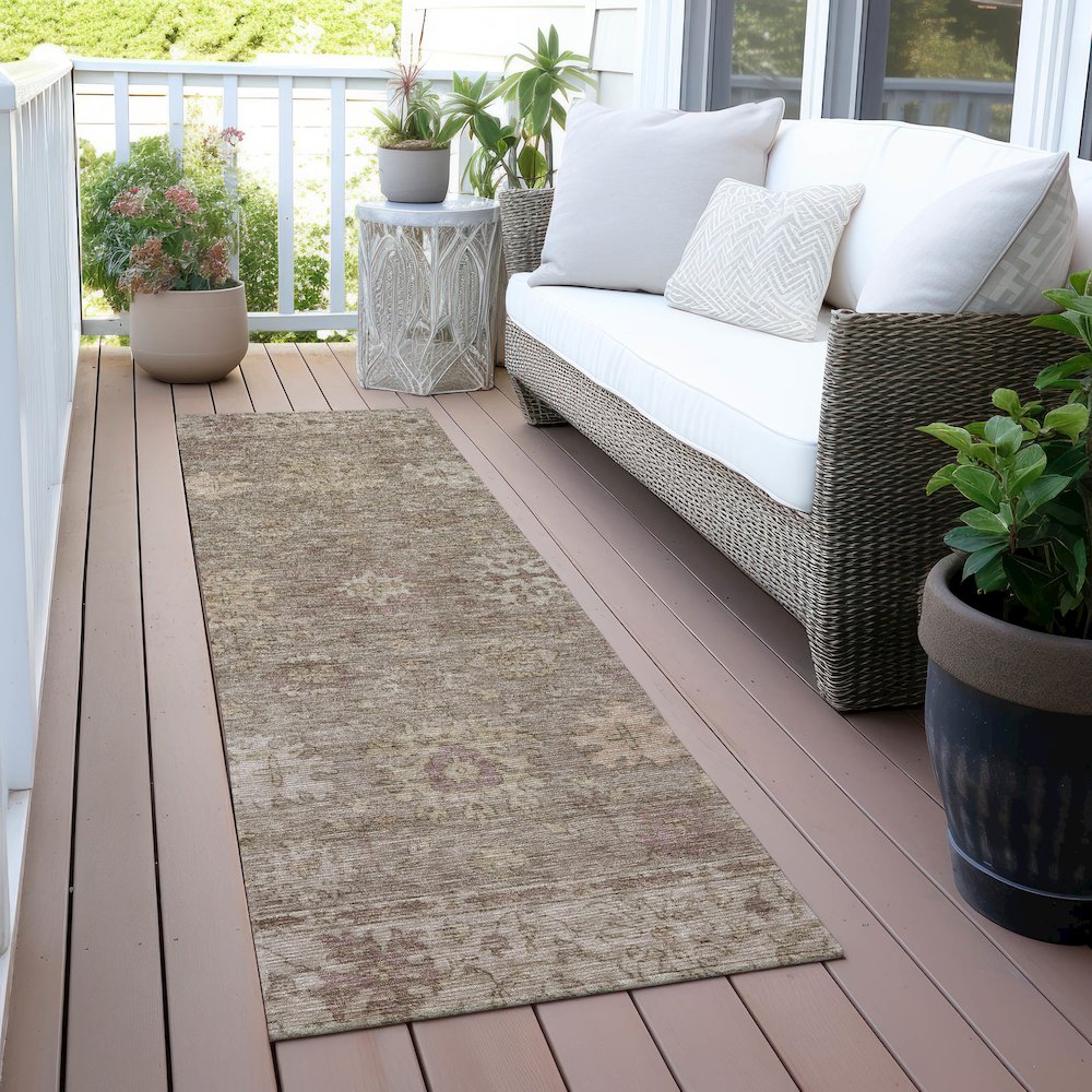 Machine Washable Indoor/Outdoor Chantille ACN2051 Khaki 2'3" x 7'6" Runner Rug. Picture 6