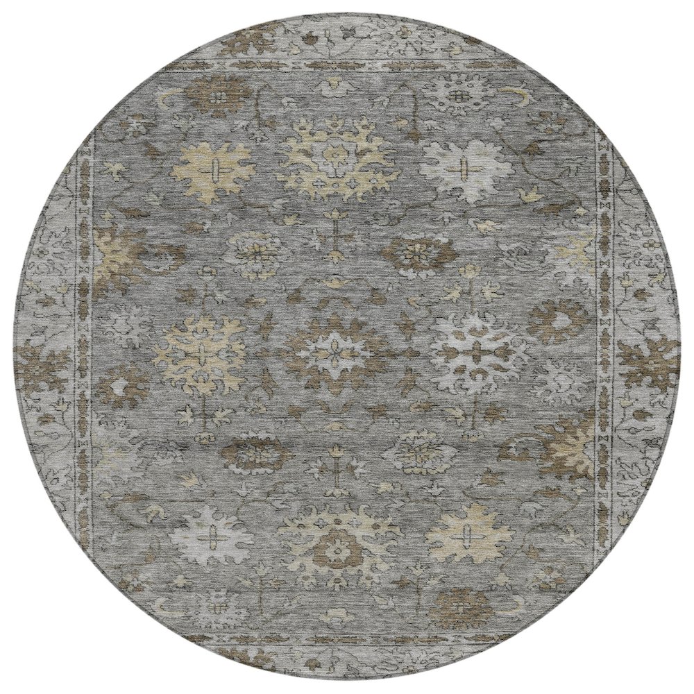 Machine Washable Indoor/Outdoor Chantille ACN2051 Pewter 8' x 8' Round Rug. Picture 1