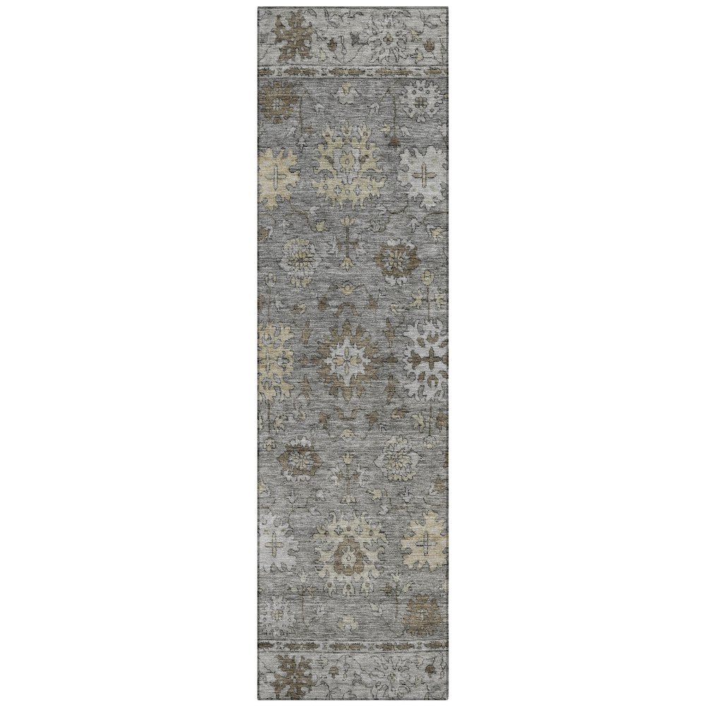Machine Washable Indoor/Outdoor Chantille ACN2051 Pewter 2'3" x 7'6" Runner Rug. Picture 1