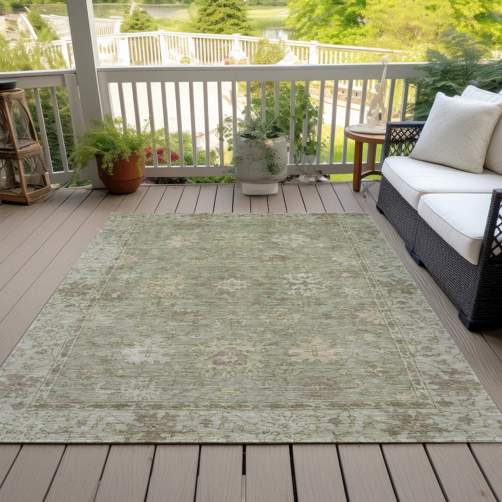 Machine Washable Indoor/Outdoor Chantille ACN2051 Sage 2'6" x 3'10" Rug. Picture 8