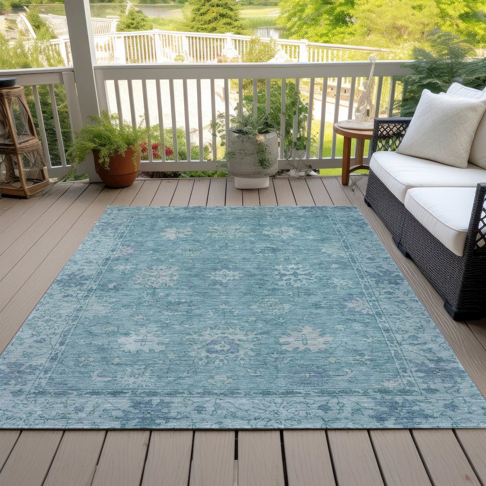 Machine Washable Indoor/Outdoor Chantille ACN2051 Teal 2'6" x 3'10" Rug. Picture 8