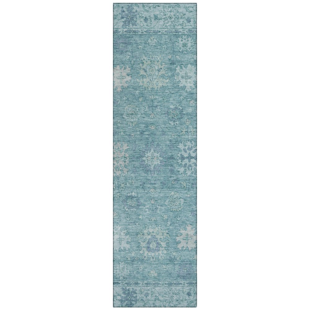 Machine Washable Indoor/Outdoor Chantille ACN2051 Teal 2'3" x 7'6" Runner Rug. Picture 1
