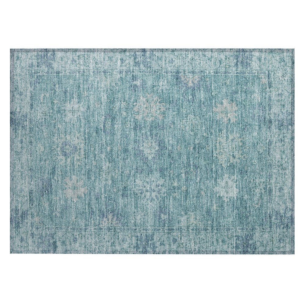 Machine Washable Indoor/Outdoor Chantille ACN2051 Teal 1'8" x 2'6" Rug. Picture 1