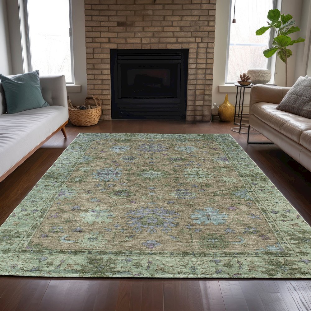 Machine Washable Indoor/Outdoor Chantille ACN2052 Brown 2'6" x 3'10" Rug. Picture 6