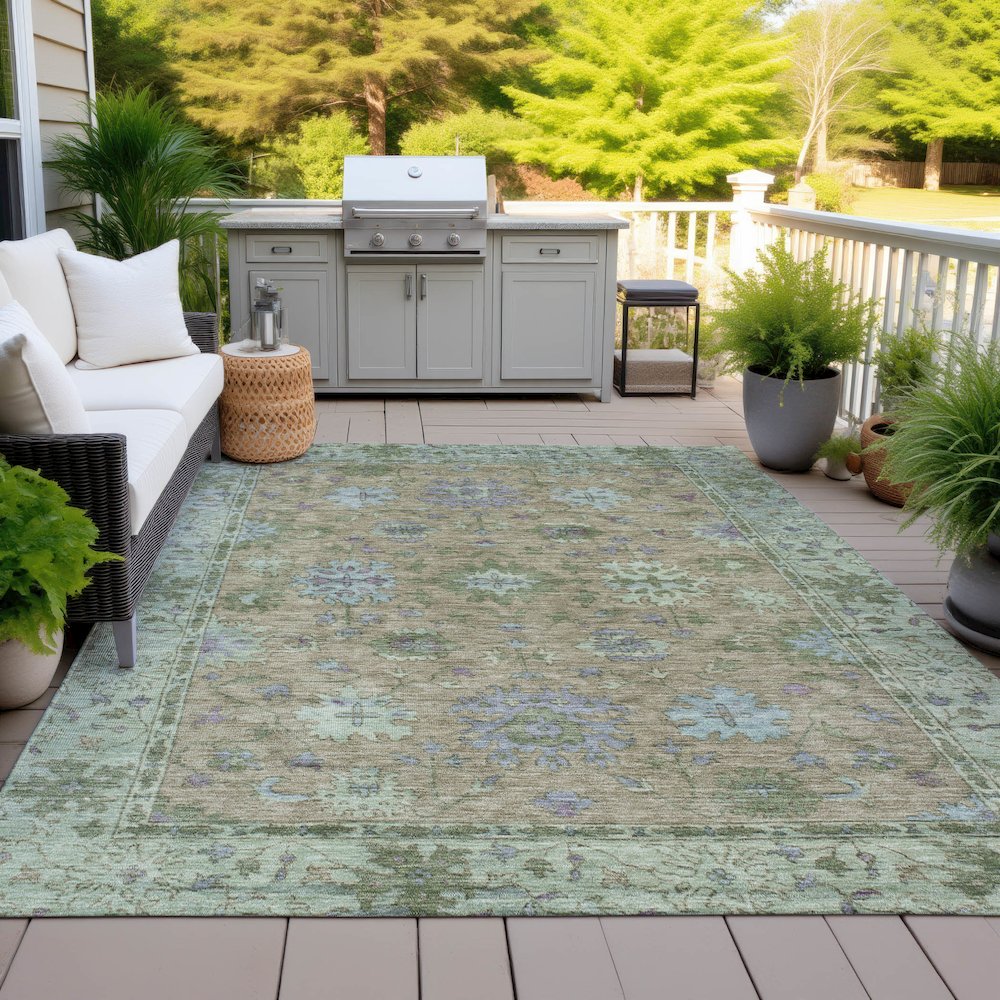 Machine Washable Indoor/Outdoor Chantille ACN2052 Brown 2'6" x 3'10" Rug. Picture 7