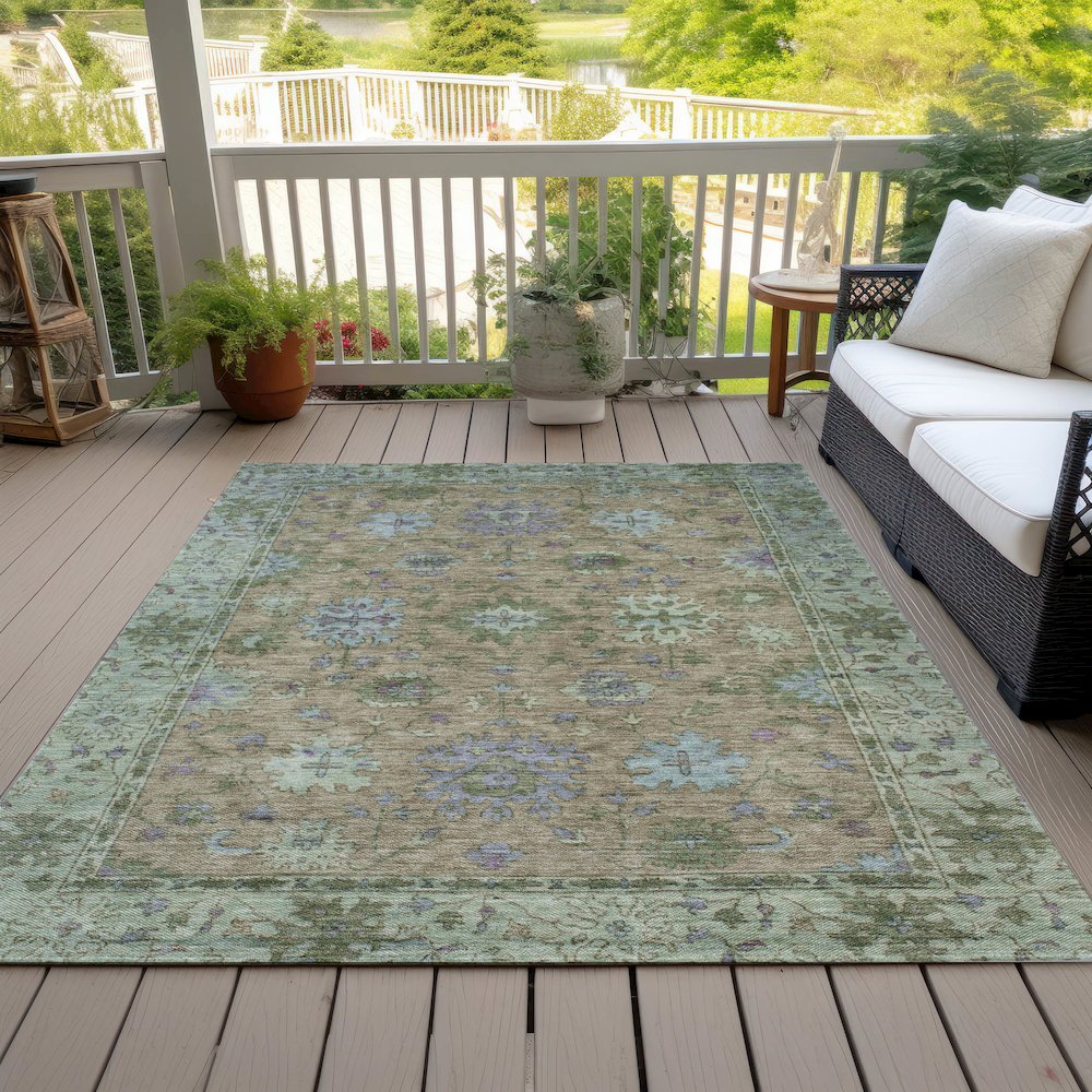 Machine Washable Indoor/Outdoor Chantille ACN2052 Brown 2'6" x 3'10" Rug. Picture 8
