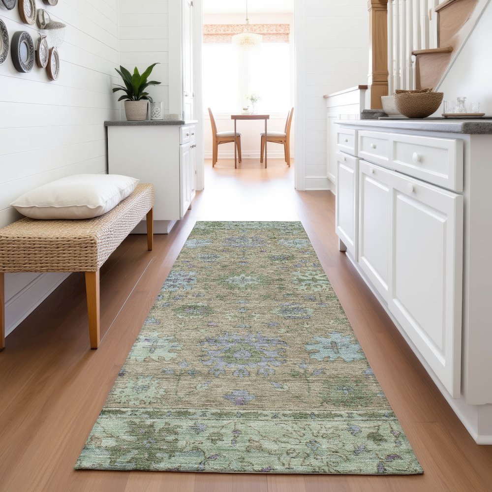 Machine Washable Indoor/Outdoor Chantille ACN2052 Brown 2'3" x 7'6" Runner Rug. Picture 5