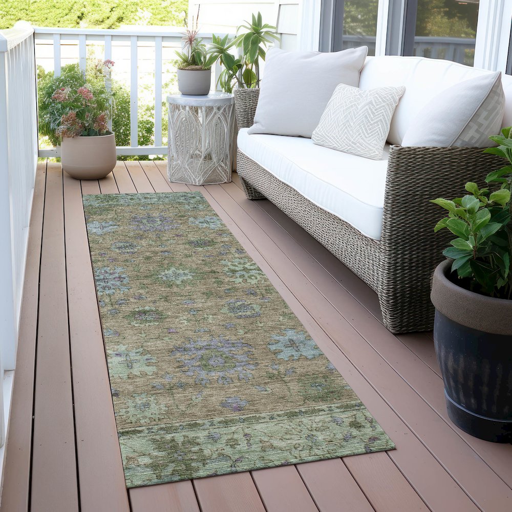 Machine Washable Indoor/Outdoor Chantille ACN2052 Brown 2'3" x 7'6" Runner Rug. Picture 6
