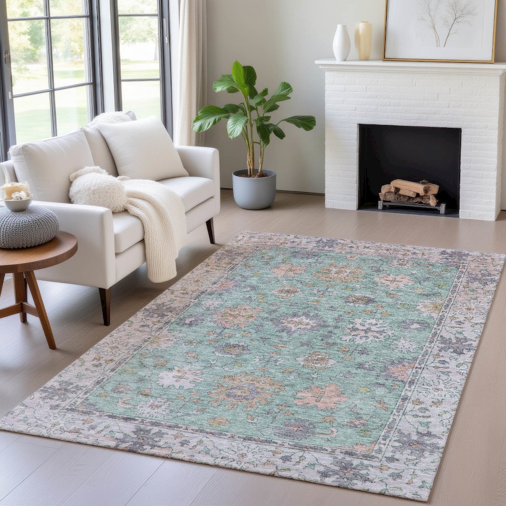Machine Washable Indoor/Outdoor Chantille ACN2052 Mint 2'6" x 3'10" Rug. Picture 5