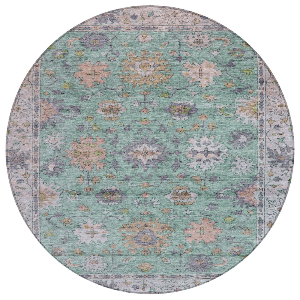 Machine Washable Indoor/Outdoor Chantille ACN2052 Mint 8' x 8' Round Rug. Picture 1