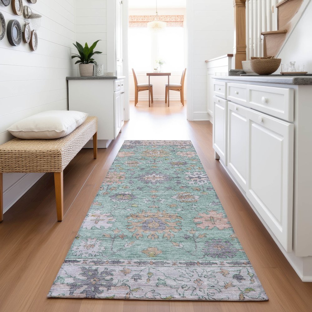 Machine Washable Indoor/Outdoor Chantille ACN2052 Mint 2'3" x 7'6" Runner Rug. Picture 5
