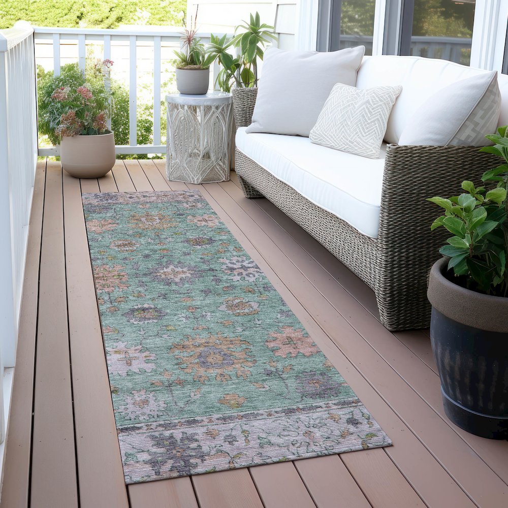 Machine Washable Indoor/Outdoor Chantille ACN2052 Mint 2'3" x 7'6" Runner Rug. Picture 6