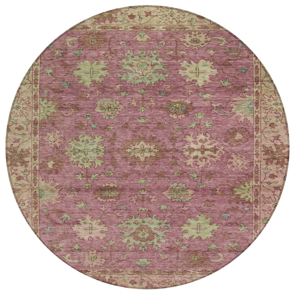 Machine Washable Indoor/Outdoor Chantille ACN2052 Pink 8' x 8' Round Rug. Picture 1