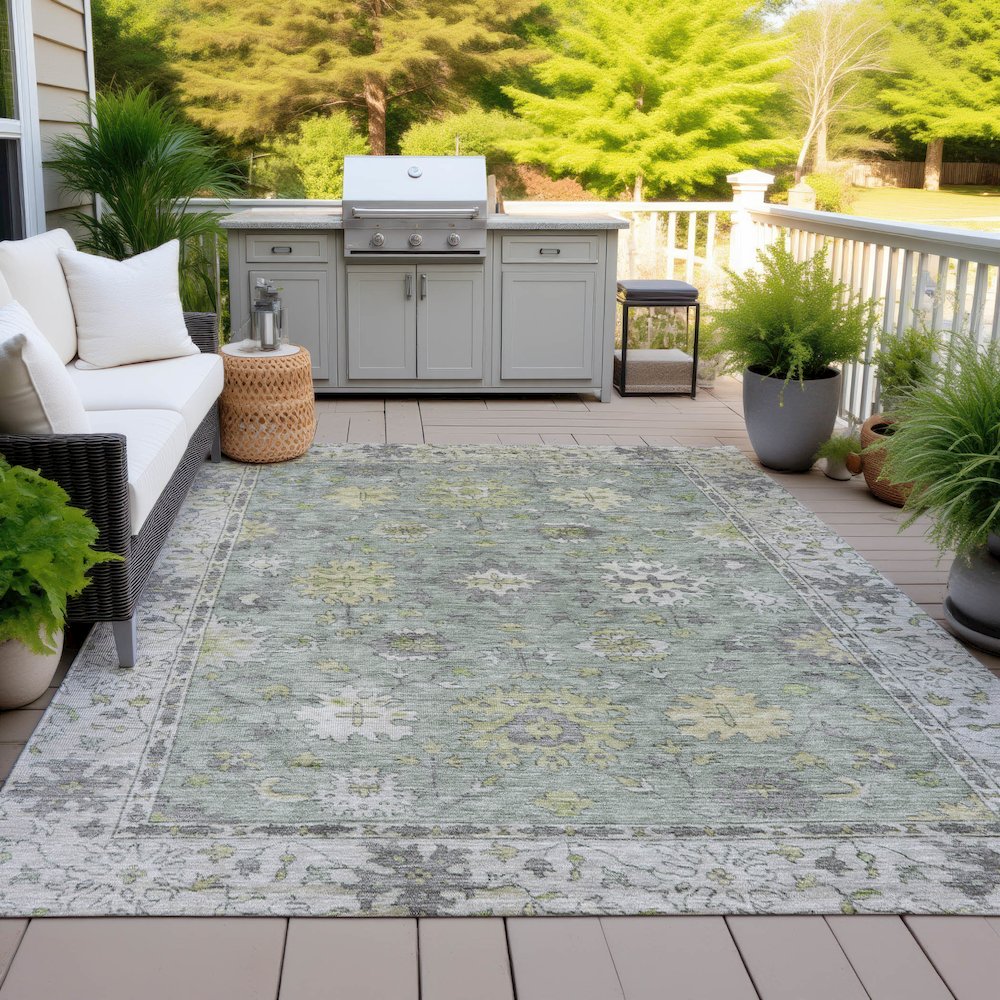 Machine Washable Indoor/Outdoor Chantille ACN2052 Sage 2'6" x 3'10" Rug. Picture 7