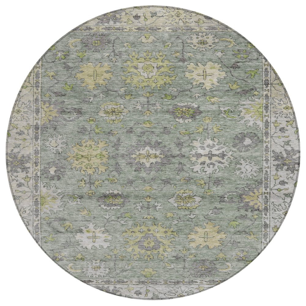 Machine Washable Indoor/Outdoor Chantille ACN2052 Sage 8' x 8' Round Rug. Picture 1