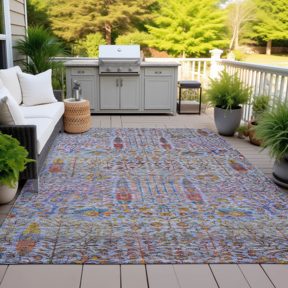 Machine Washable Indoor/Outdoor Chantille ACN2053 Blue 2'6" x 3'10" Rug. Picture 7
