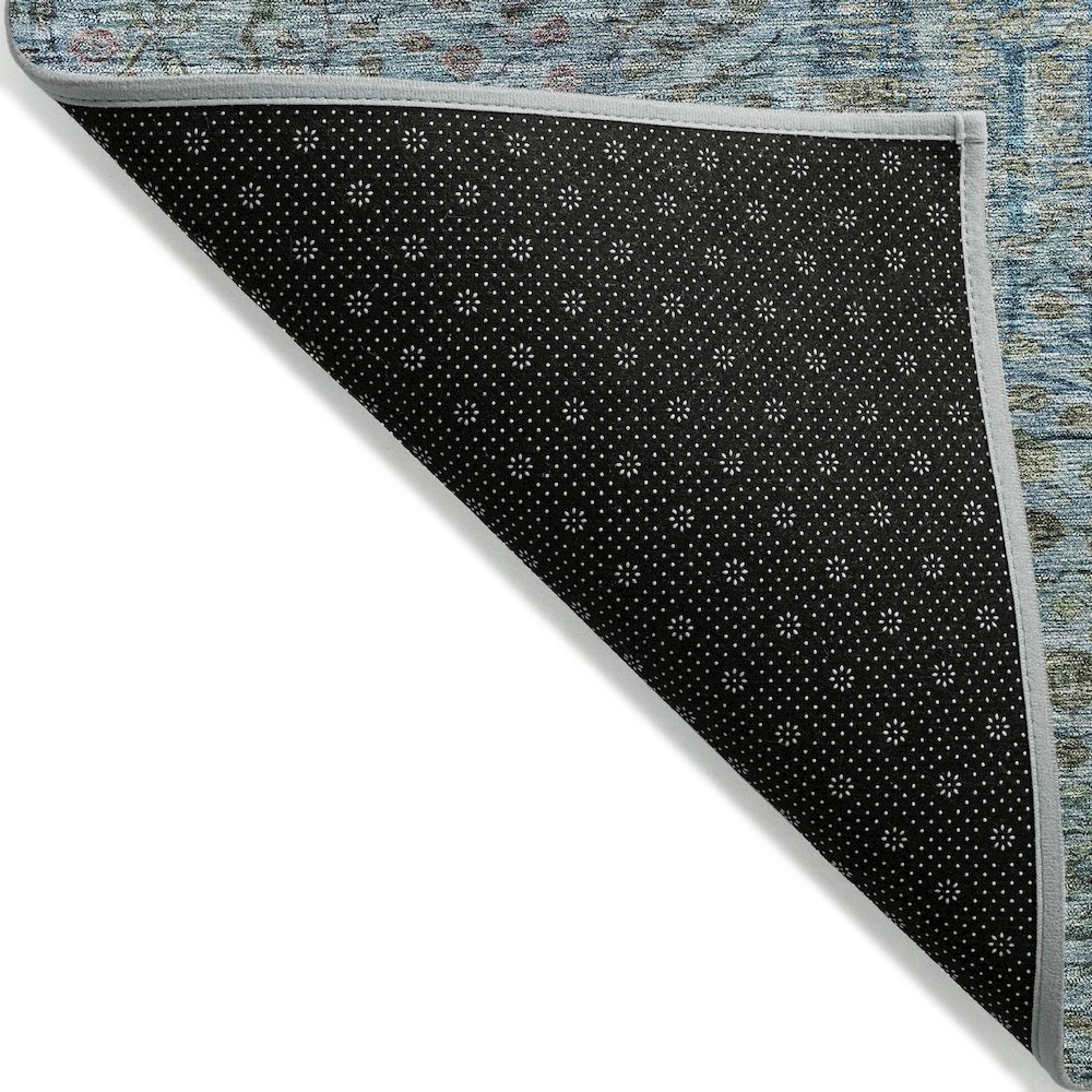Machine Washable Indoor/Outdoor Chantille ACN2053 Teal 1'8" x 2'6" Rug. Picture 2