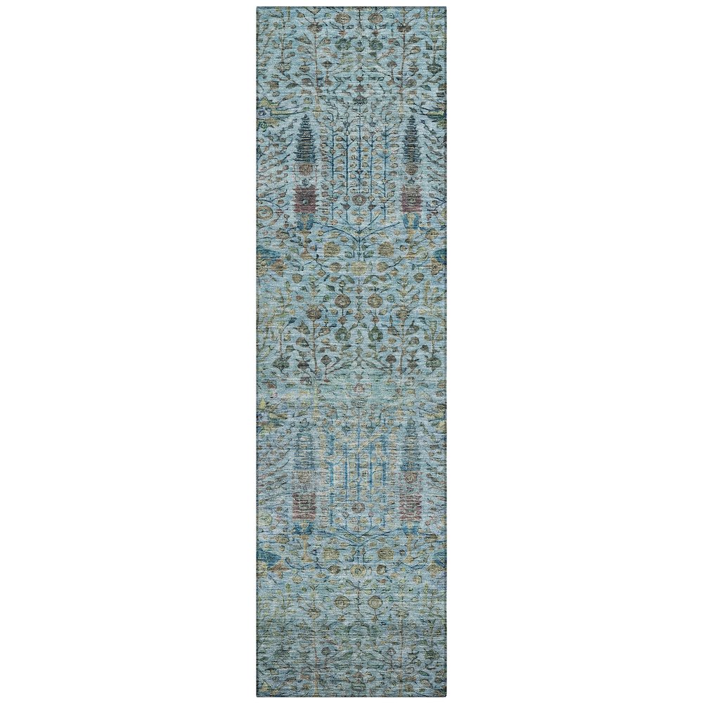 Machine Washable Indoor/Outdoor Chantille ACN2053 Teal 2'3" x 7'6" Runner Rug. Picture 1