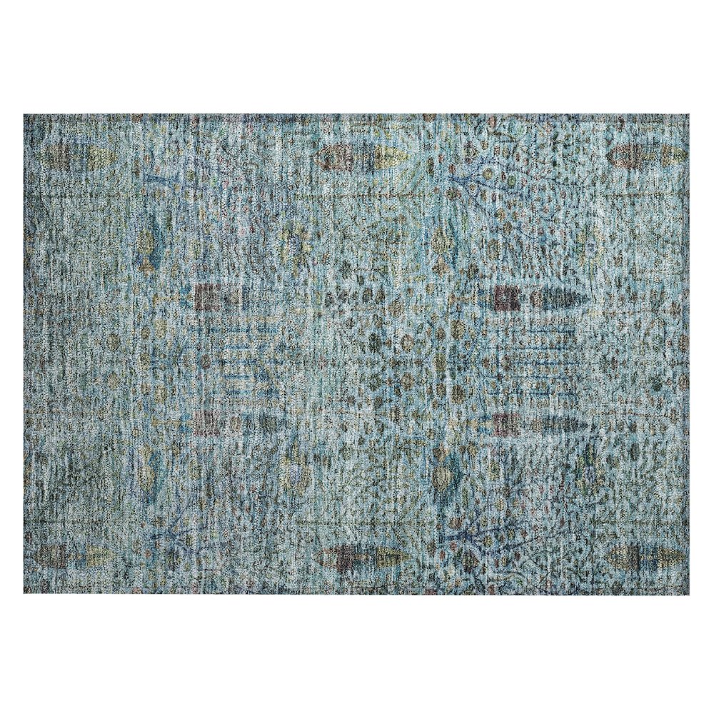 Machine Washable Indoor/Outdoor Chantille ACN2053 Teal 1'8" x 2'6" Rug. Picture 1
