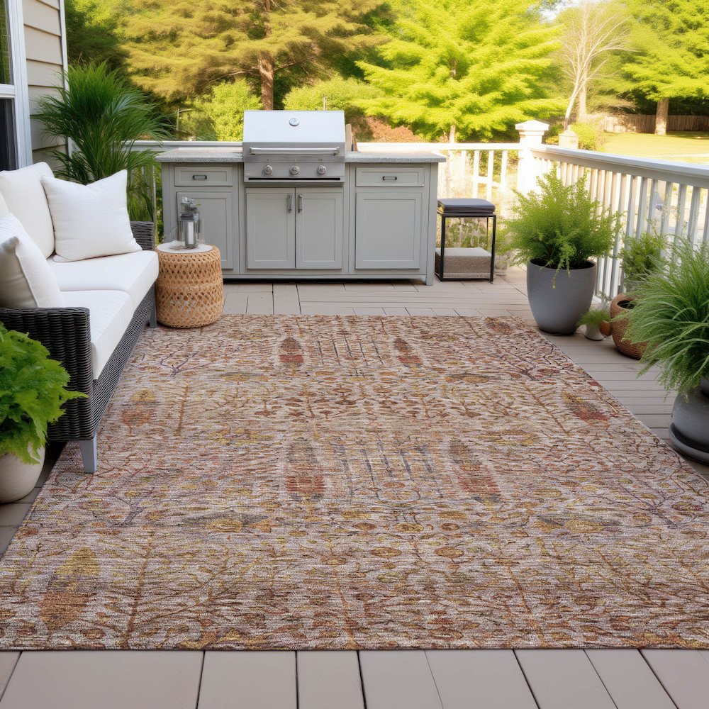 Machine Washable Indoor/Outdoor Chantille ACN2053 Terracotta 2'6" x 3'10" Rug. Picture 7