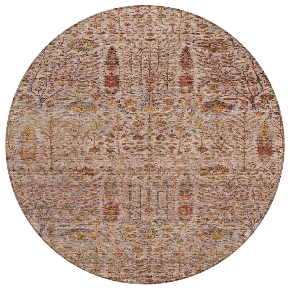 Machine Washable Indoor/Outdoor Chantille ACN2053 Terracotta 8' x 8' Round Rug. Picture 1
