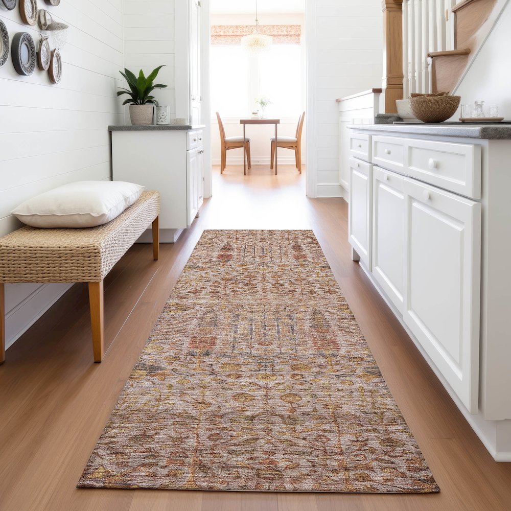 Machine Washable Indoor/Outdoor Chantille ACN2053 Terracotta 2'3"x7'6"Runner Rug. Picture 5